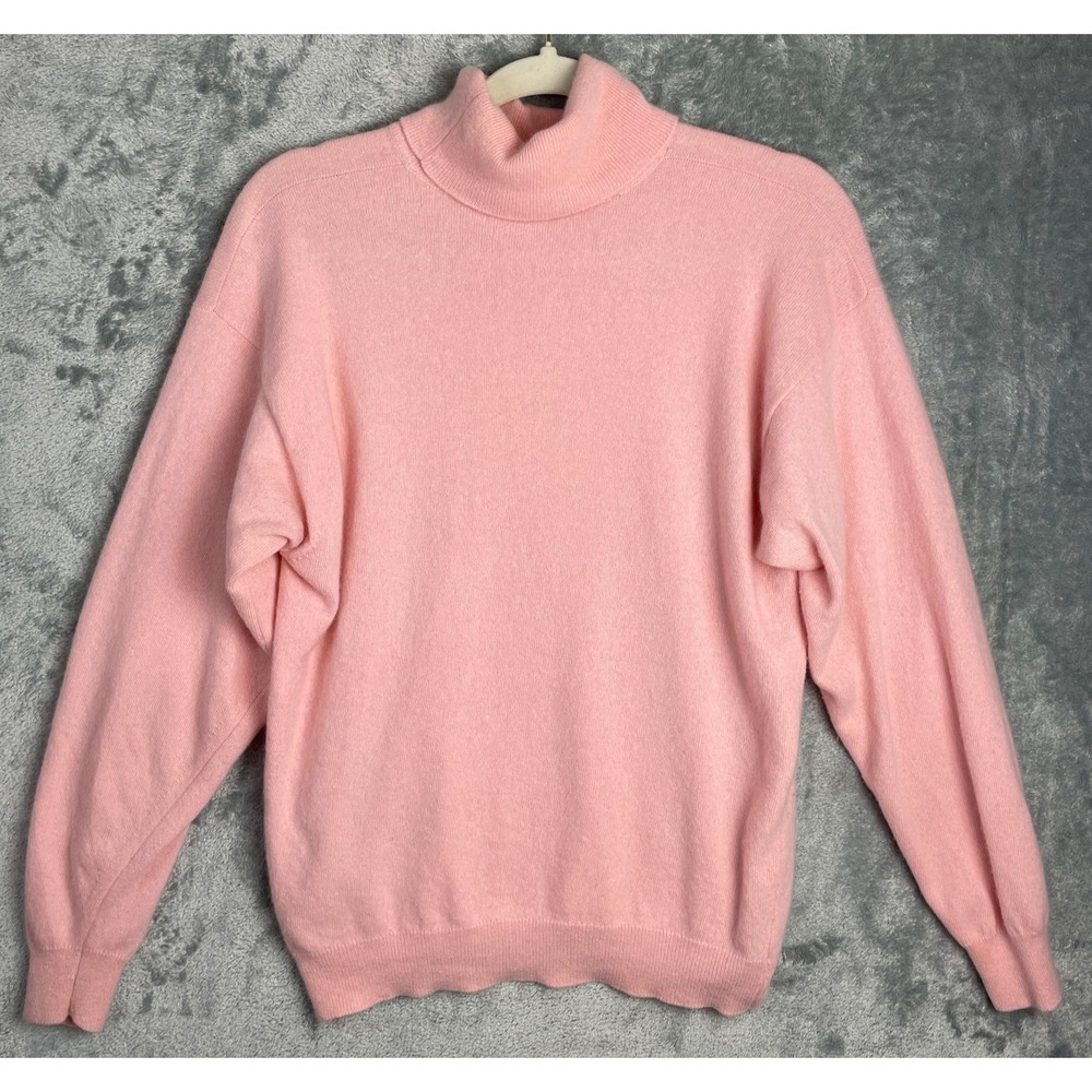 Kitson Sweater Womens Large Soft Pink‎ 100% Cashmere Turtleneck Made in England